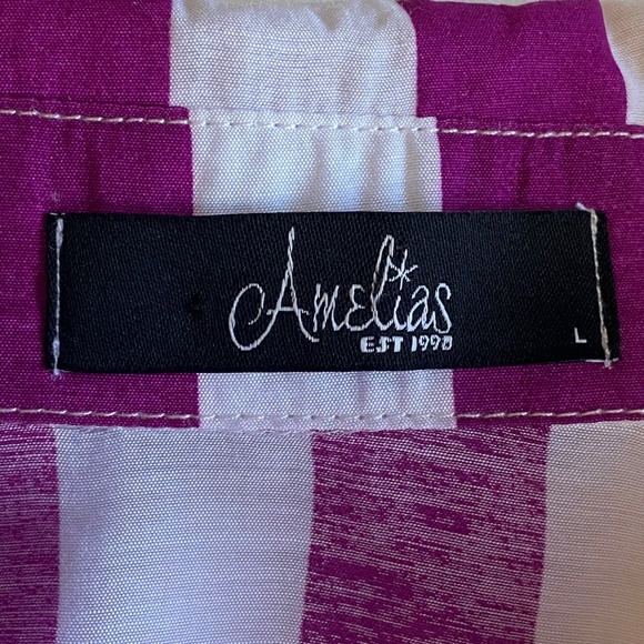 NEW AMELIA’S Frida Art To Wear Striped Purple White Tunic Shirt Ramie Cotton L - Picture 14 of 16